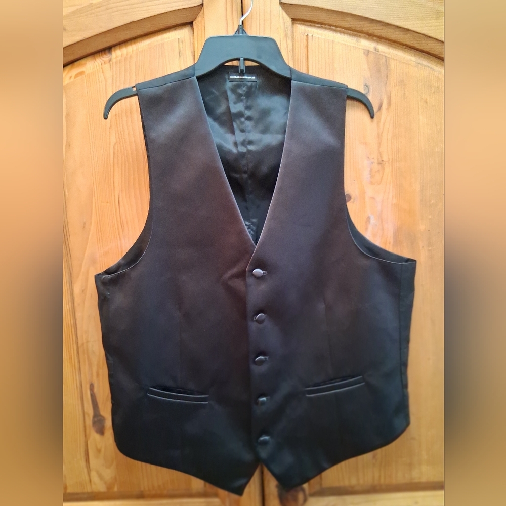 Formal Black Vest Classic Tailored Fit, Stafford Essentials  Men's Large